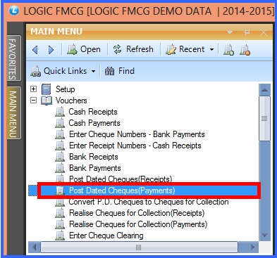 fmcg post dated cheque payments menu 2